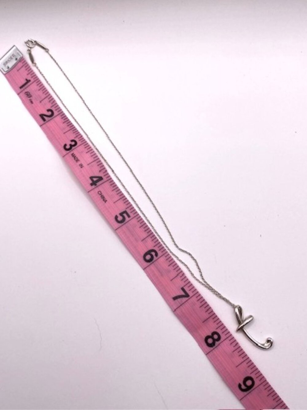 Tiffany & Co. Authentic Sterling Silver Necklace Alphabet Letter T Elsa Peretti - Picture 4 of 6
